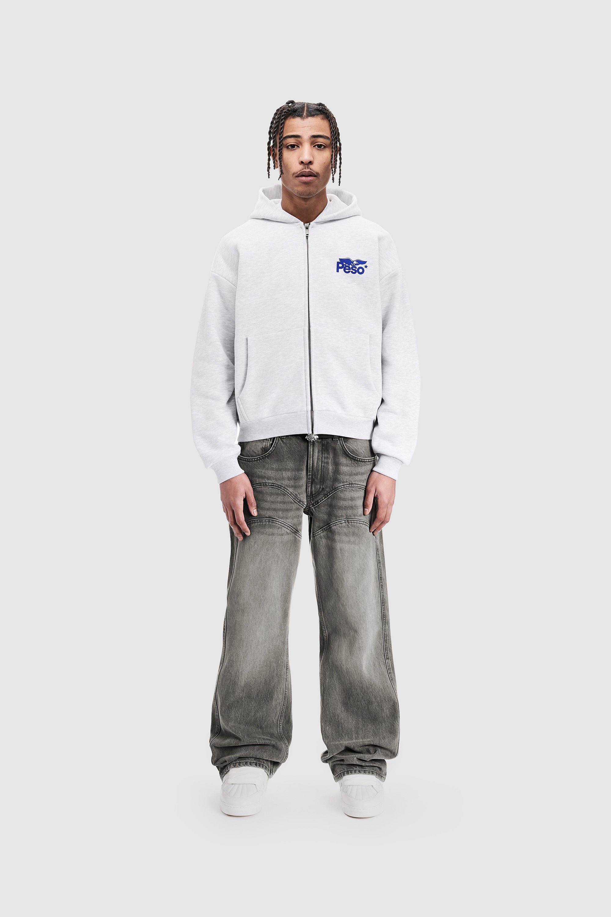 Peso Logo Zip Heather Grey – Jetzt online kaufen – PESOCLO